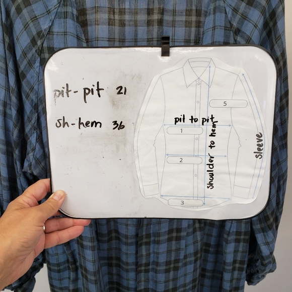 CP Shades x Free People Yoko Tunic Long Sleeve Line Dress Blue Plaid Lagenlook M - Picture 10 of 10